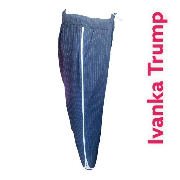 IVANKA TRUMP BLUE PINSTRIPED CAPRI LENGTH PANTS (SZ MED) (EUC) - Picture 1 of 9